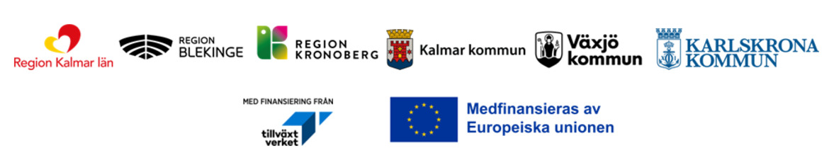 Region Kalmar, Region Blekinge, Region Kronoberg, Kalmar kommun, Växjö kommun, Karlskrona kommun, med finansiering från tillväxtverket, medfinansieras av Europeiska unionen